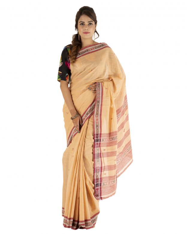 Tribes India Handmade Traditional Cotton M Bandha Multicolor Saree
