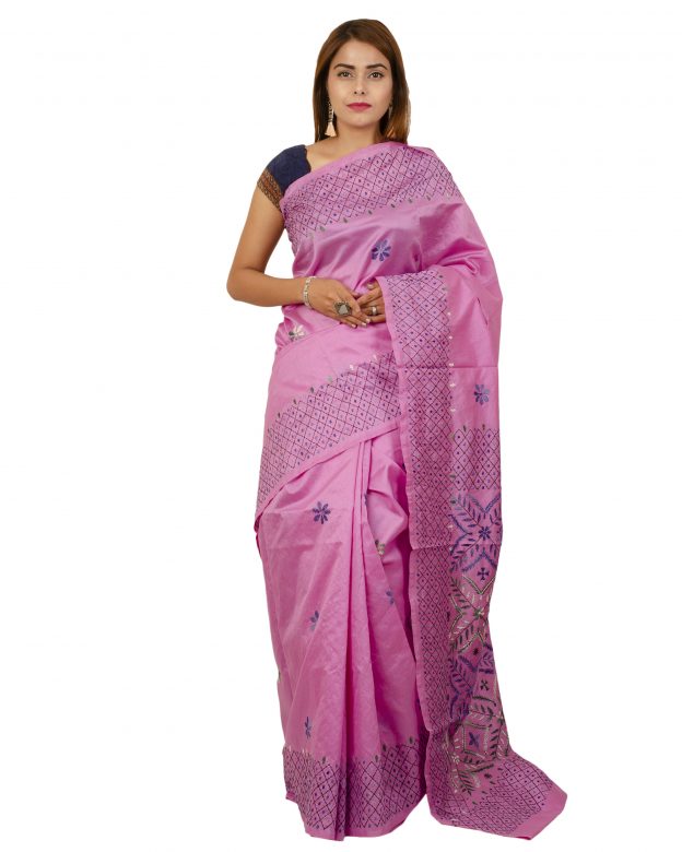 Art Silk Zari Purple Tribal Traditional Party Wear Saree