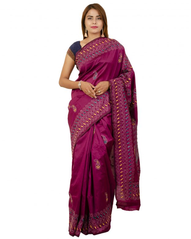 Art Silk Zari Multicolor Tribal Traditional Party Wear Saree