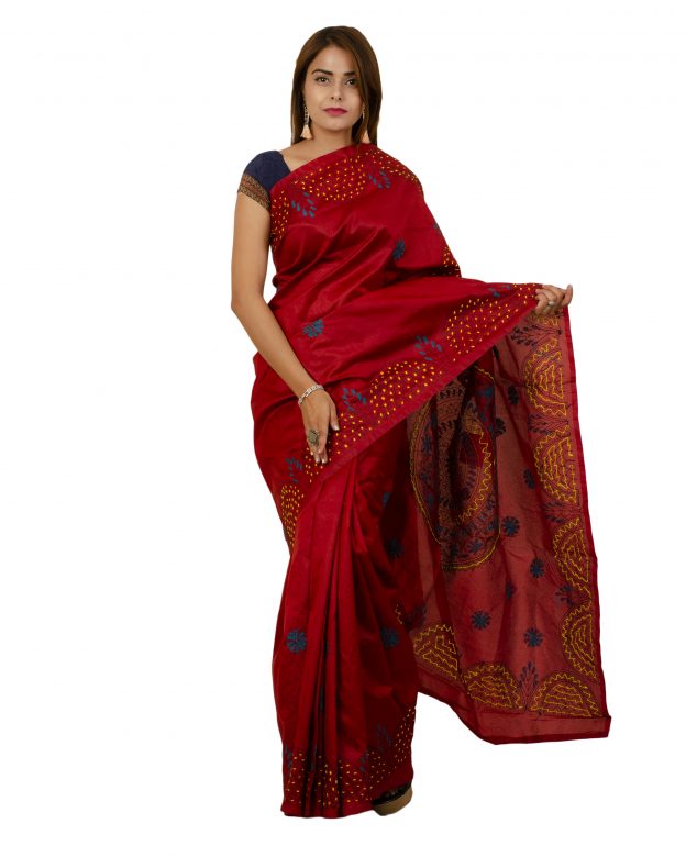 Tribes India Art Silk Zari Red Tribal Traditional Party Wear Saree
