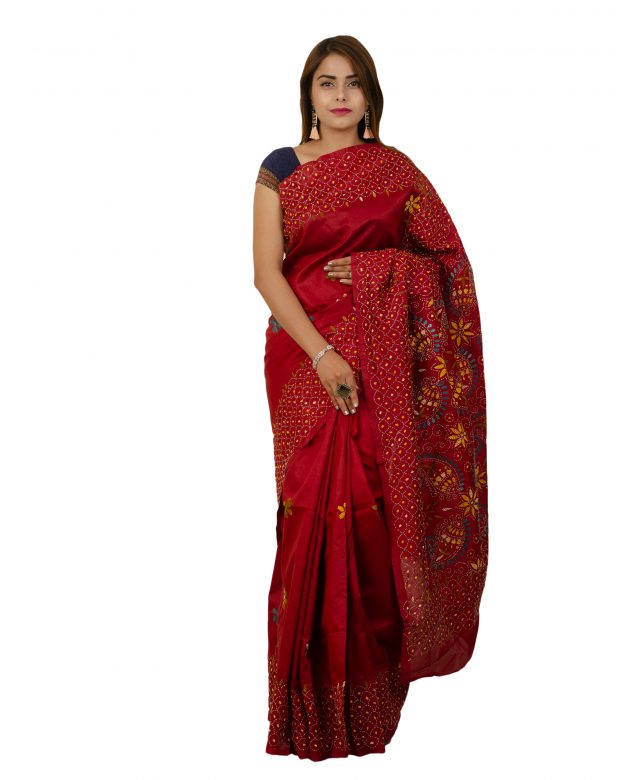 Art Silk Zari Multicolor Tribal Traditional Party Wear Saree