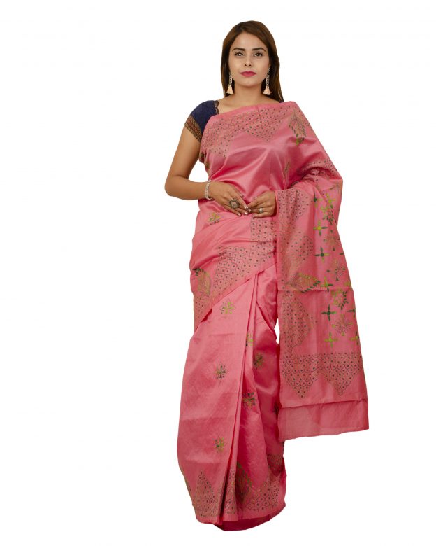 Art Silk Zari Rani Tribal Traditional Party Wear Saree