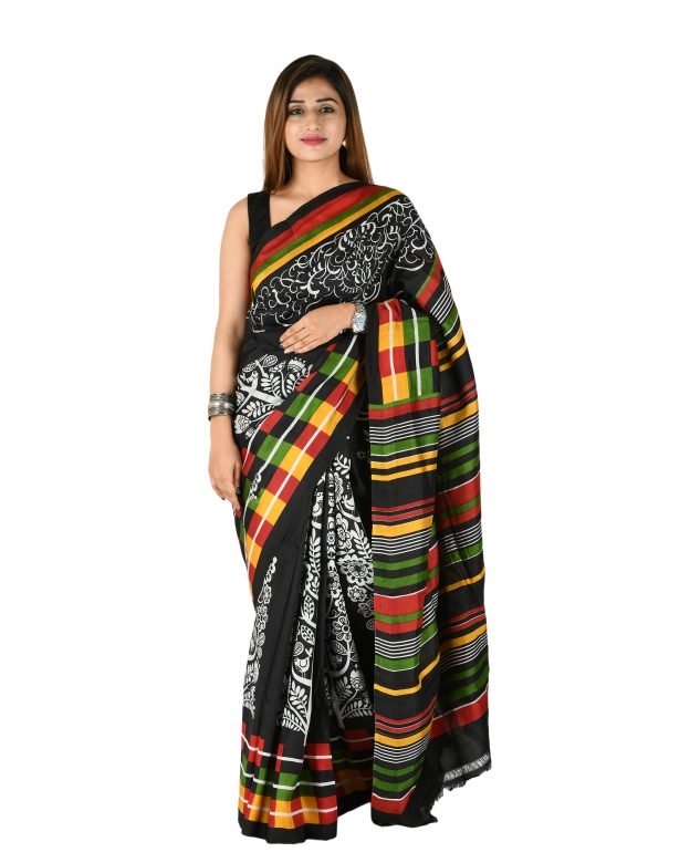 Tussar Silk Zari Multicolor Tribal Traditional Party Wear Saree