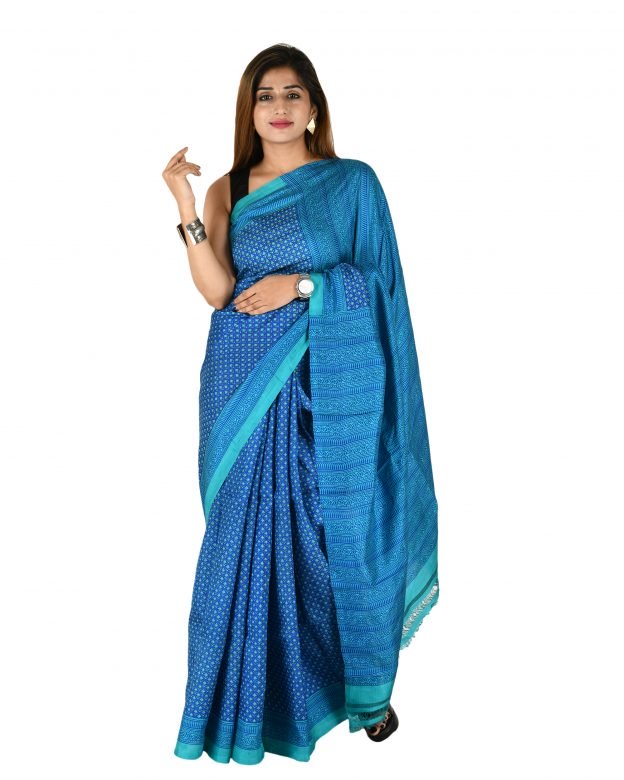 Tussar Silk Zari Multicolor Tribal Traditional Party Wear Saree