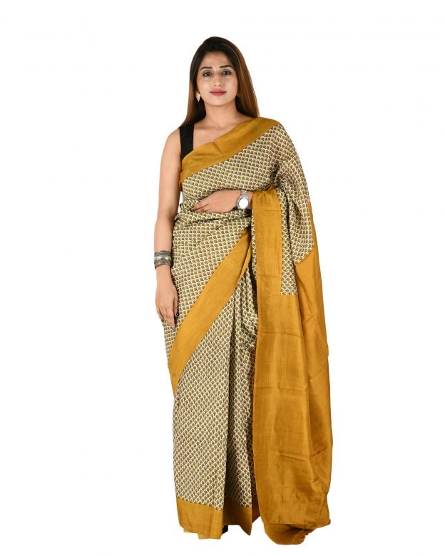 Tussar Silk Zari Multicolor Tribal Traditional Party Wear Saree