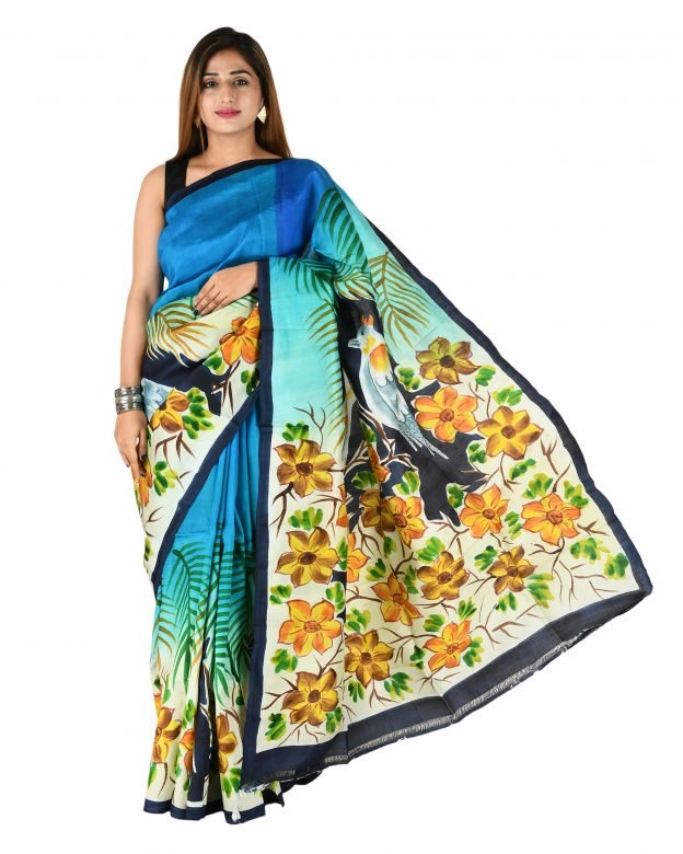 Tussar Silk Zari Multicolor Tribal Traditional Party Wear Saree