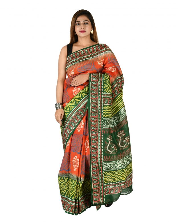 Tussar Silk Zari Multicolor Tribal Traditional Party Wear Saree