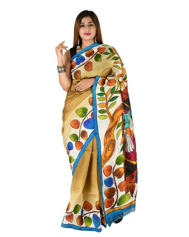 Tussar Silk Zari Multicolor Tribal Traditional Party Wear Saree