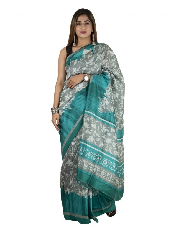 Tussar Silk Zari Multicolor Tribal Traditional Party Wear Saree