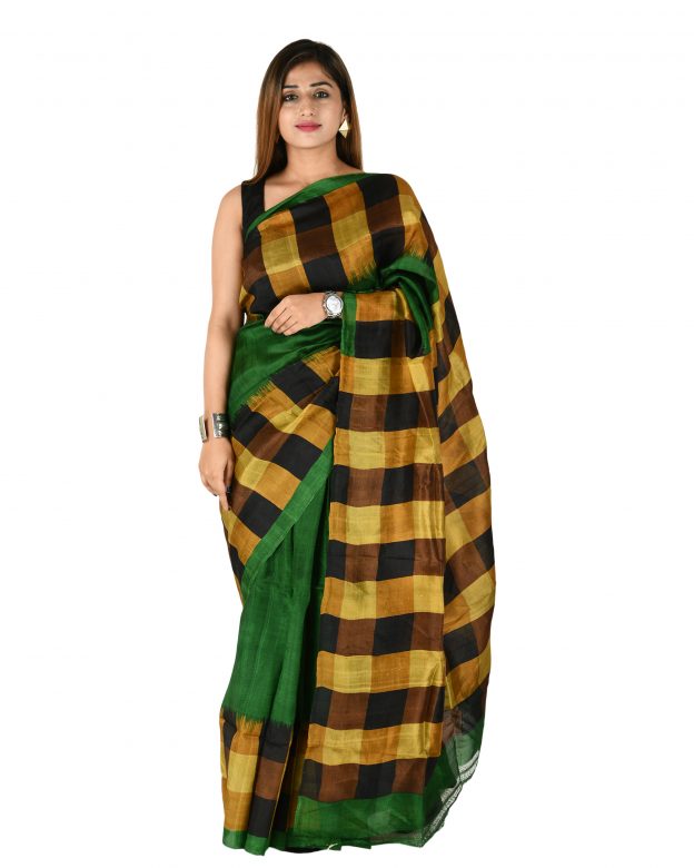 Tussar Silk Zari Multicolor Tribal Traditional Party Wear Saree