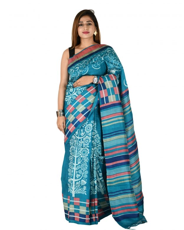Tussar Silk Zari Multicolor Tribal Traditional Party Wear Saree