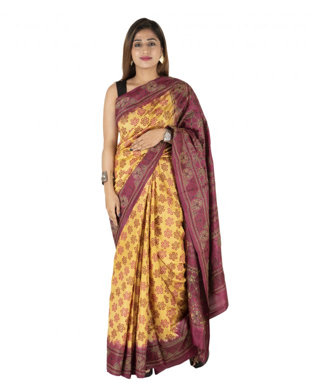 Tussar Silk Zari Multicolor Tribal Traditional Party Wear Saree