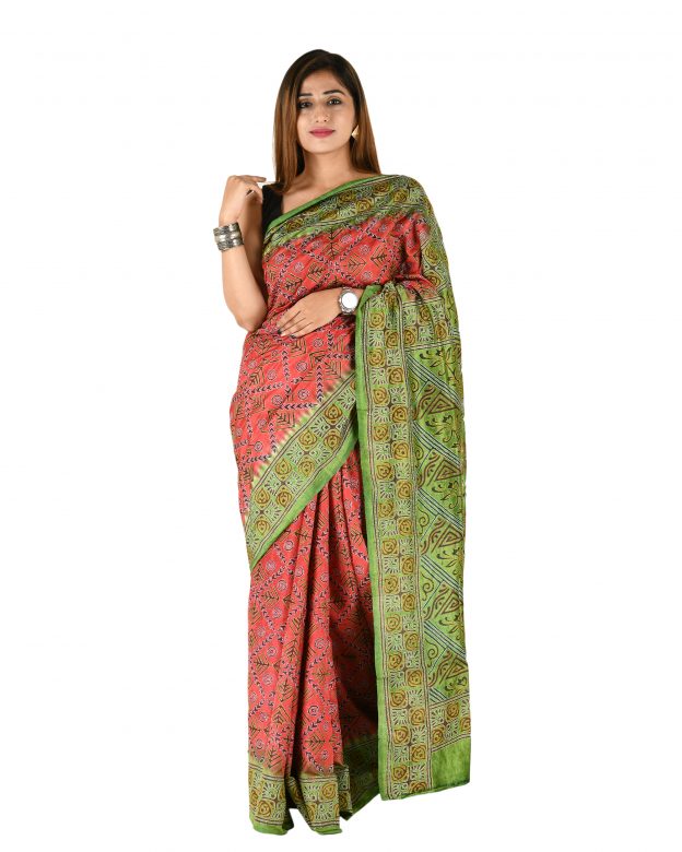 Tussar Silk Zari Multicolor Tribal Traditional Party Wear Saree