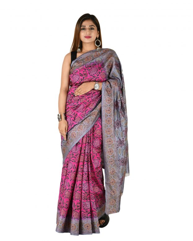 Tussar Silk Zari Multicolor Tribal Traditional Party Wear Saree