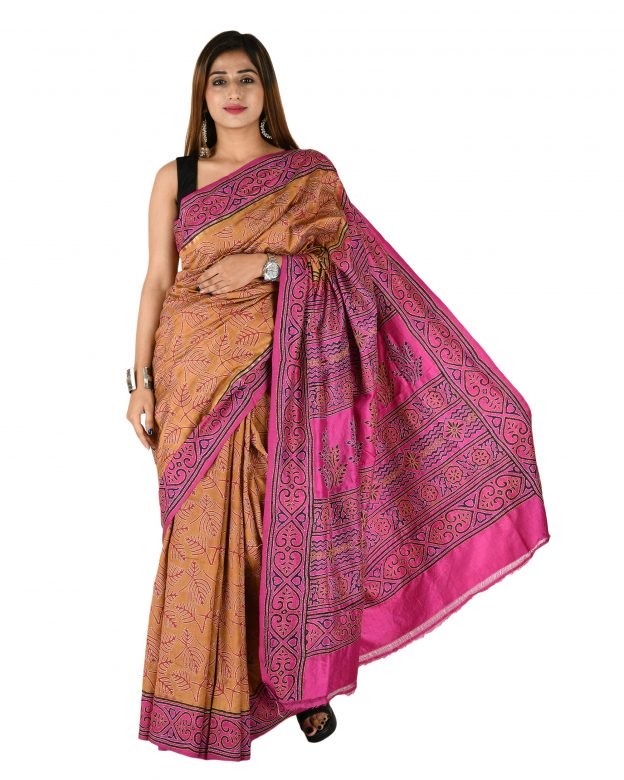 Tussar Silk Zari Multicolor Tribal Traditional Party Wear Saree