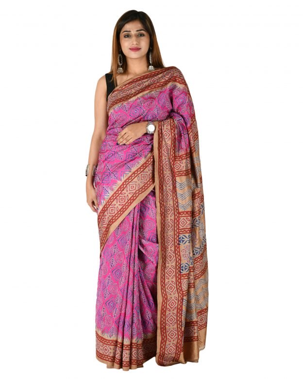 Tussar Silk Zari Multicolor Tribal Traditional Party Wear Saree