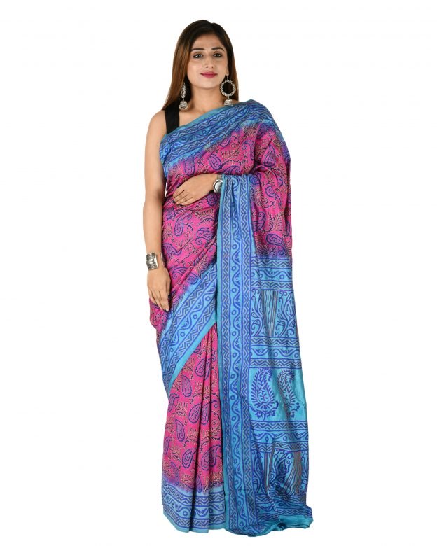 Tussar Silk Zari Multicolor Tribal Traditional Party Wear Saree