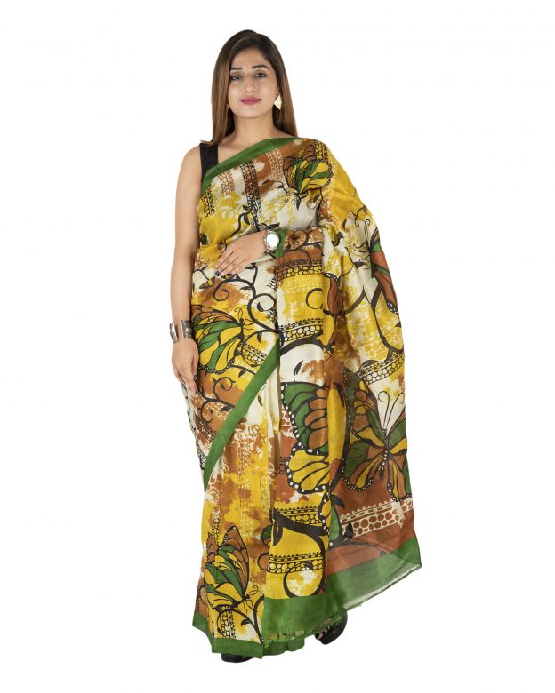 Tribes India Tussar Silk Zari Multicolor Tribal Traditional Party Wear Saree