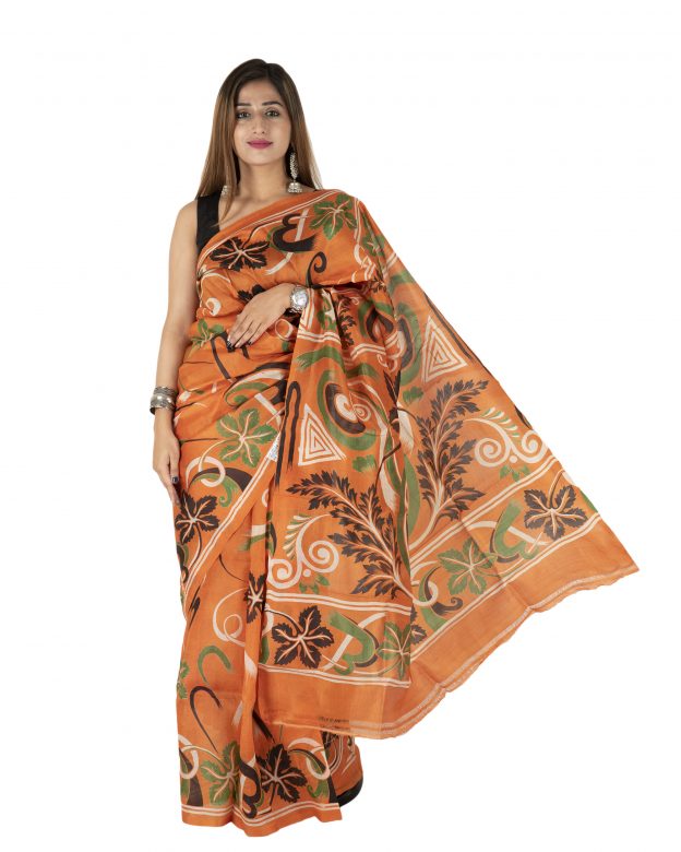 Tussar Silk Zari Multicolor Tribal Traditional Party Wear Saree