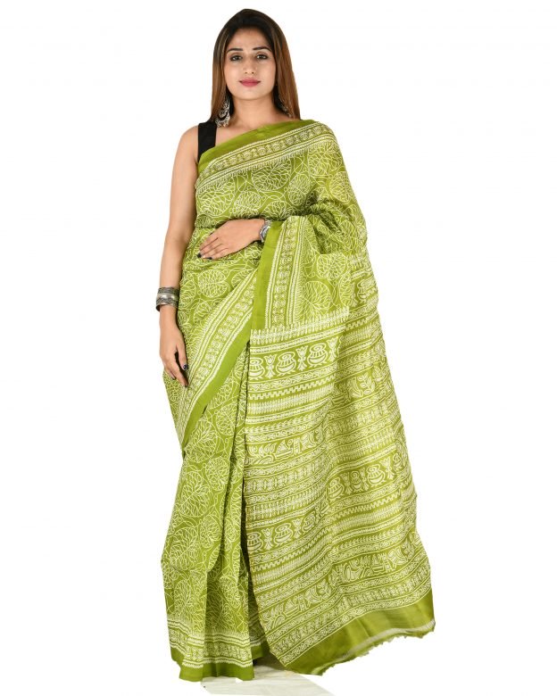 Tussar Silk Zari Multicolor Tribal Traditional Party Wear Saree