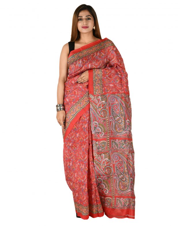 Tussar Silk Zari Multicolor Tribal Traditional Party Wear Saree