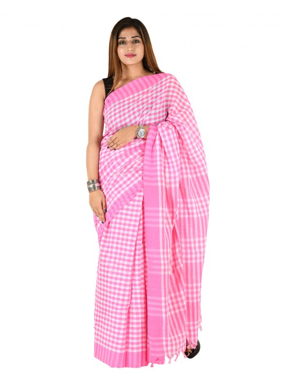 Pure Cotton Zari Pink Tribal Traditional Party Wear Saree