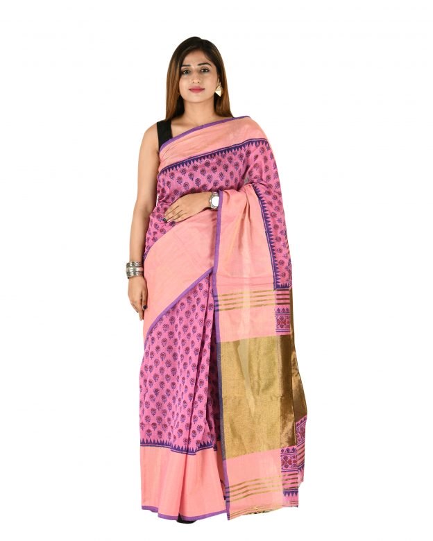 Pure Cotton Zari Multicolor Tribal Traditional Party Wear Saree