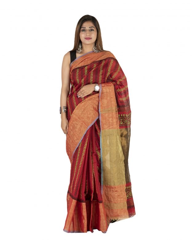 Pure Cotton Zari Multicolor Tribal Traditional Party Wear Saree