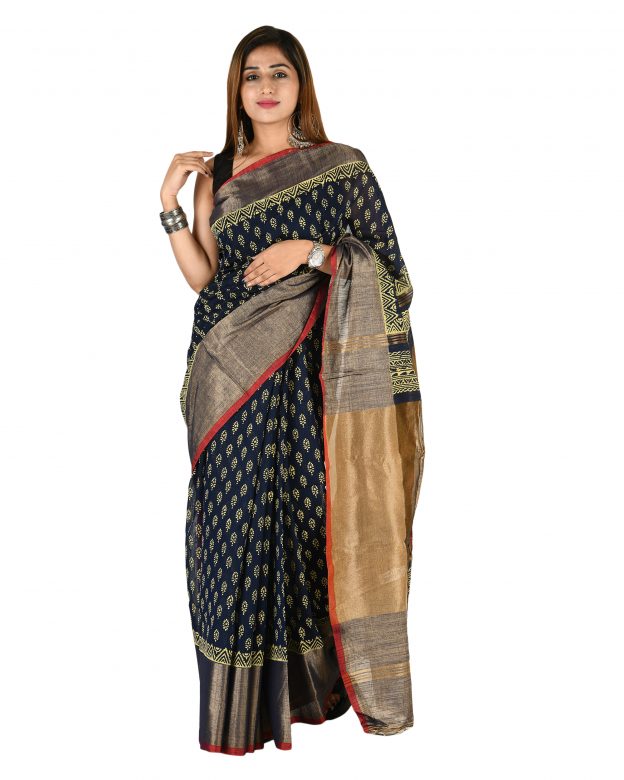Pure Cotton Zari Multicolor Tribal Traditional Party Wear Saree