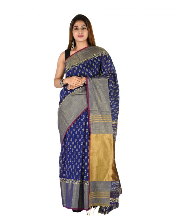 Pure Cotton Zari Multicolor Tribal Traditional Party Wear Saree