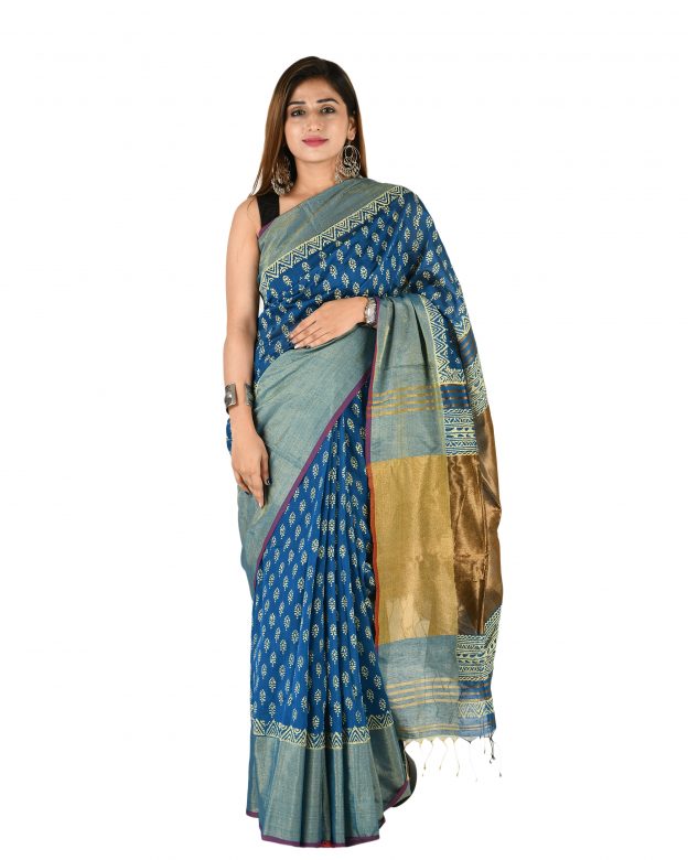 Pure Cotton Zari Multicolor Tribal Traditional Party Wear Saree