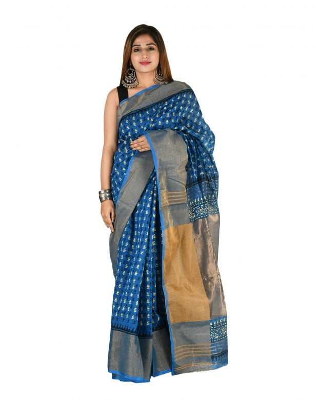 Pure Cotton Zari Multicolor Tribal Traditional Party Wear Saree