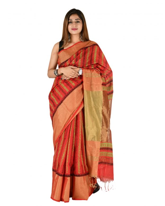 Pure Cotton Zari Multicolor Tribal Traditional Party Wear Saree