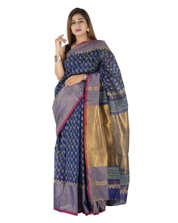 Pure Cotton Zari Multicolor Tribal Traditional Party Wear Saree