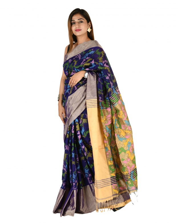 Pure Cotton Zari Multicolor Tribal Traditional Party Wear Saree