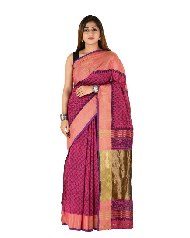 Pure Cotton Zari Multicolor Tribal Traditional Party Wear Saree