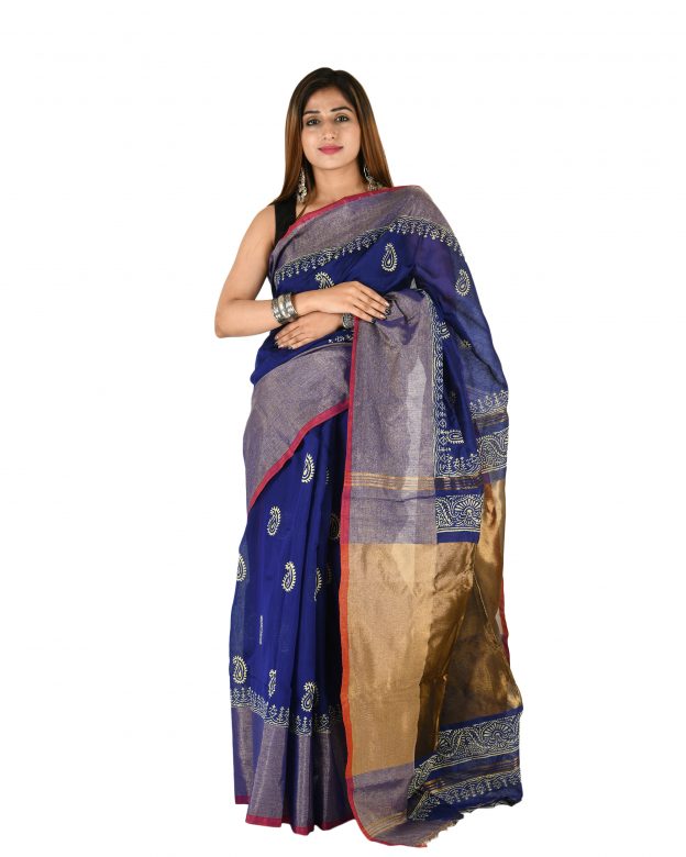 Pure Cotton Zari Multicolor Tribal Traditional Party Wear Saree