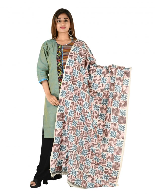 Womens Handwoven Tassar Silk Muticolour Freesize Dupatta