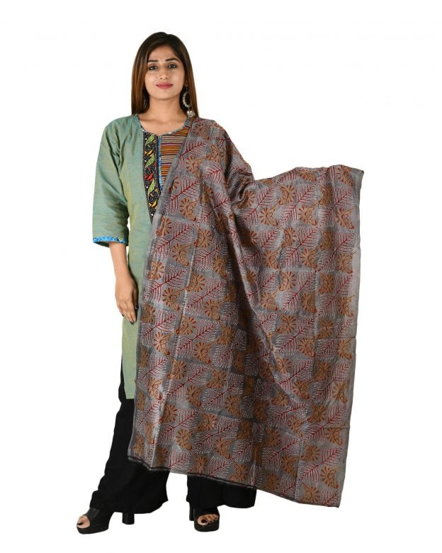 Womens Handwoven Tassar Silk Muticolour Freesize Dupatta