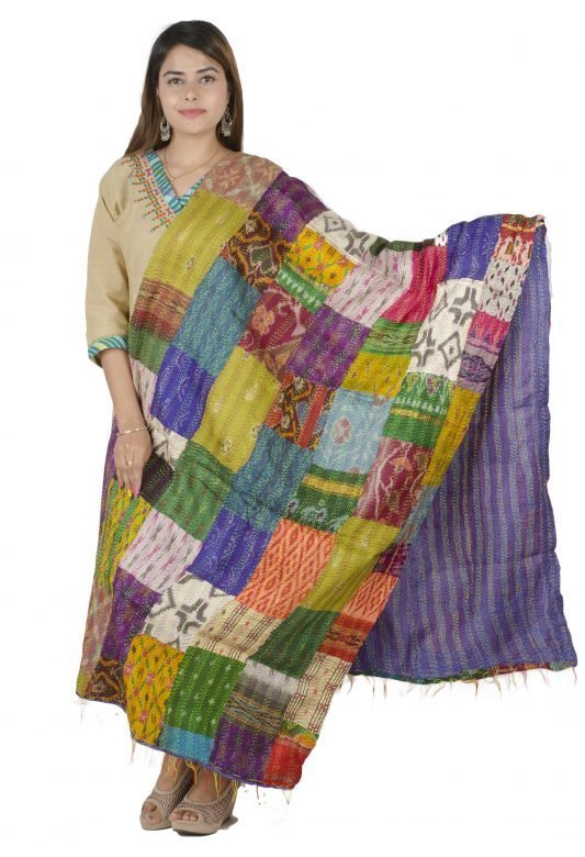 Ikkat Dyeing Based Tassar Silk Stole for Women