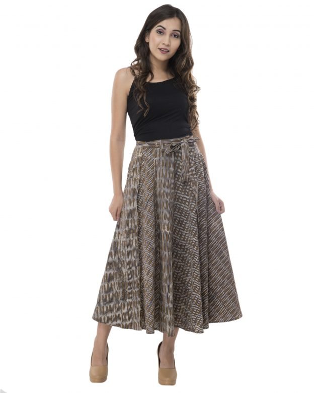 Azrak Print Brown & Black Cotton Skirt