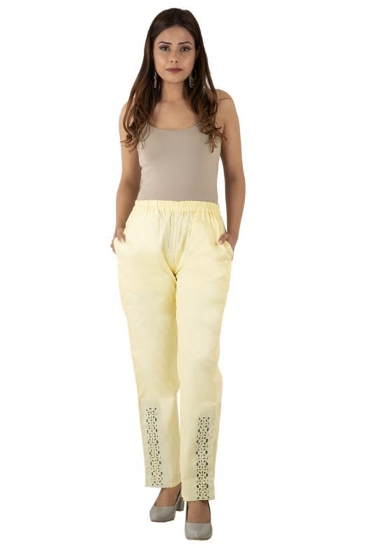 Yellow Cotton Toe Up Pant