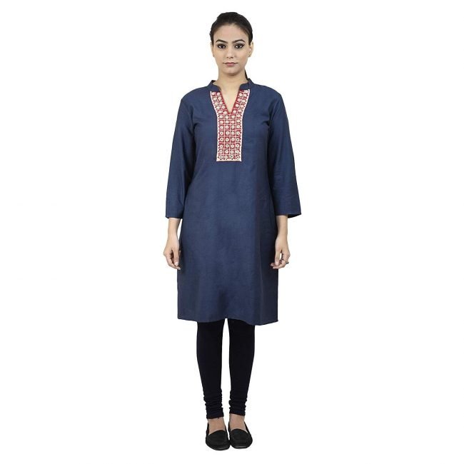 Women's Kurta Tassar Silk Embroidery