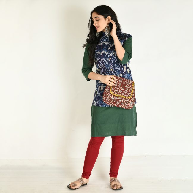 Handmade Cotton Indigo Sleeveless Jacket (L)