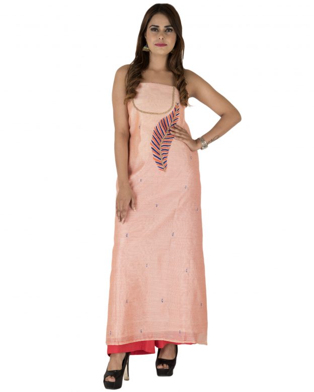 Casual Multicolor Chanderi Silk Cotton Suit Dress Material