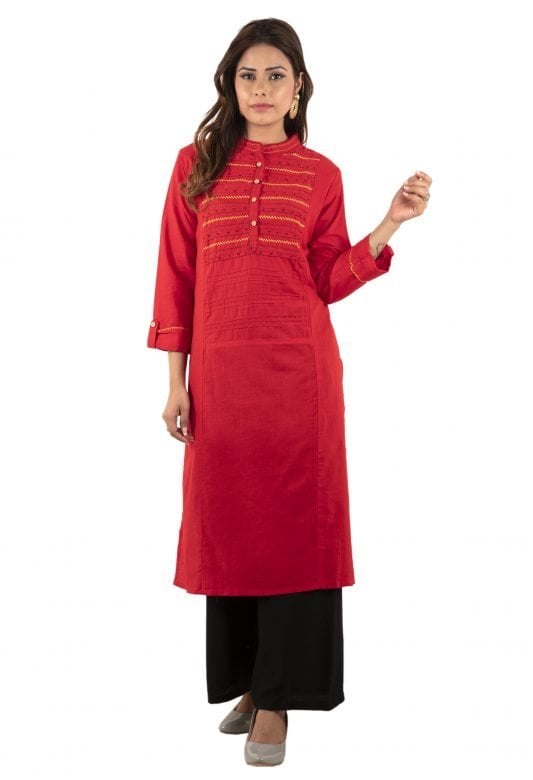 Red Cotton Kurta