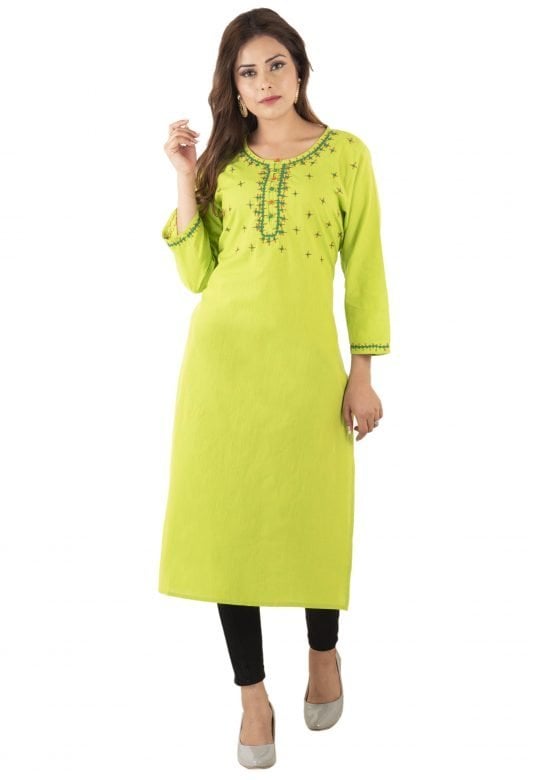 Cotton Mangalgiri Green Kurta - XXL