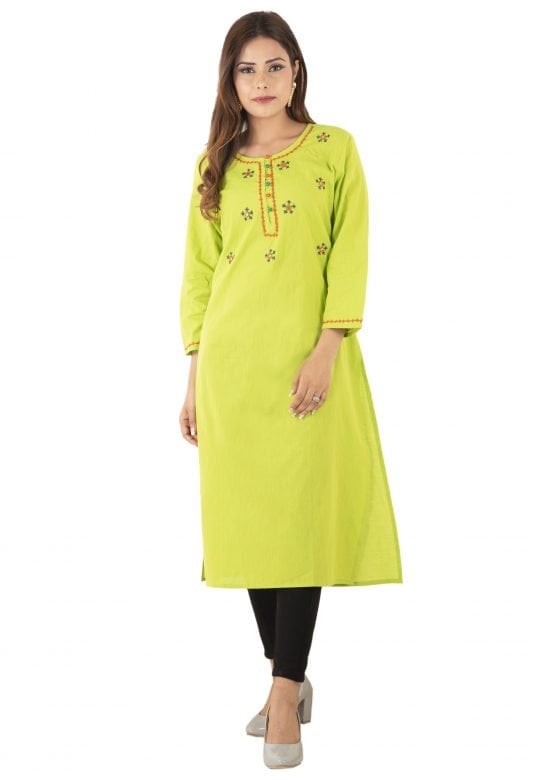 Cotton Manglgiri Yellow Kurta