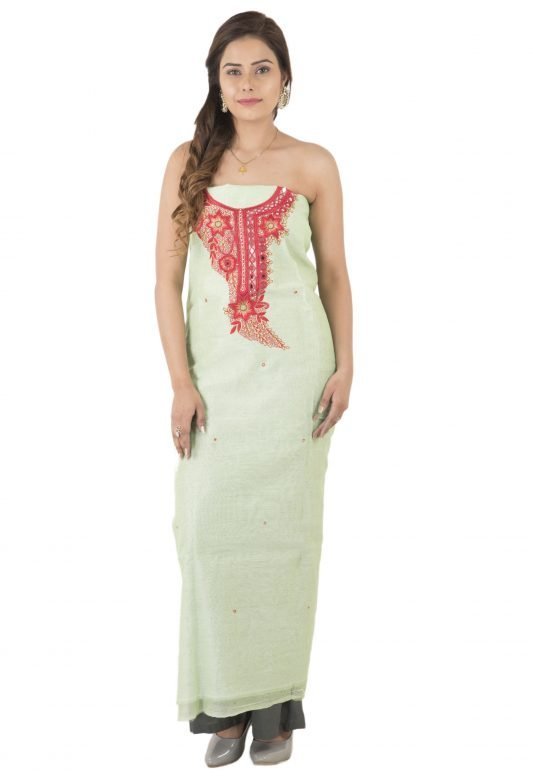 Womens Chanderi Embroidery Suit Dress Material