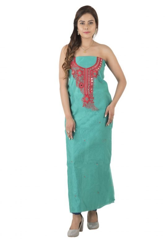 Womens Chanderi Embroidery Suit Dress Material